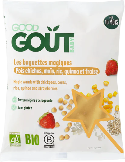 Les baguettes magiques - Pois chiche, maïs, riz, quinoa et fraise - 35g