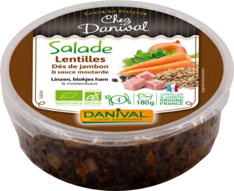 Salade lentille, dés de jambon et moutarde bio - 180g