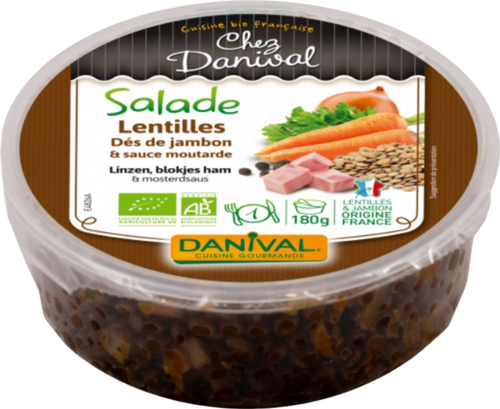 Salade lentille, dés de jambon et moutarde bio - 180g