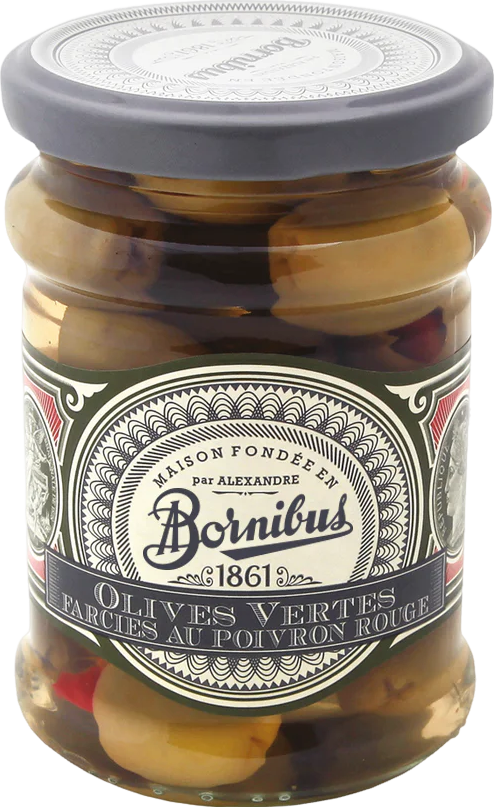 Olives vertes farcies au poivron rouge - 270g