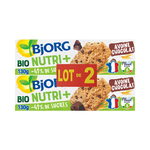 Lot de 2 biscuits avoine pépites de chocolat bio - 2x130g