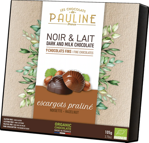 Coffret de 9 escargots chocolat noir et lait - 105g
