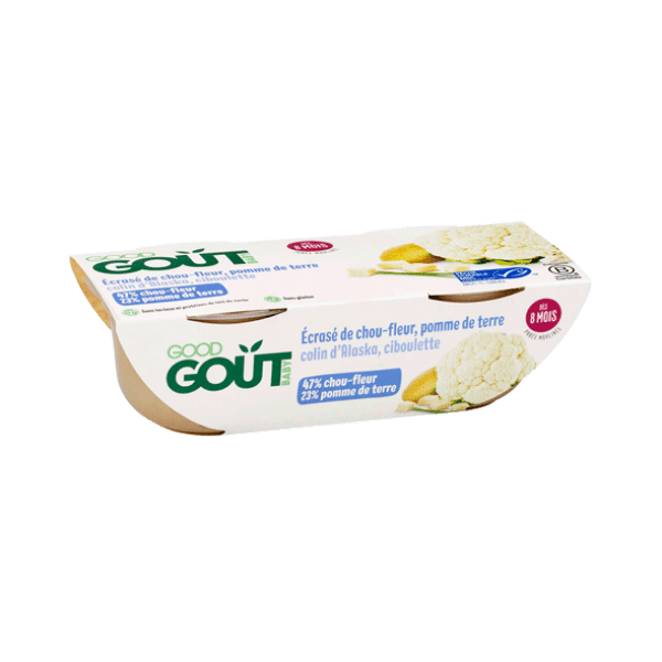 Ecrasé de chou-fleur pomme de terre et colin d'Alaska bio - 2x190g