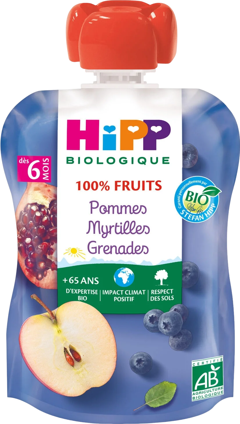 Compote pommes myrtilles grenades - 90g