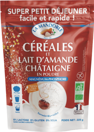 Préparation petit déjeuner céréales & lait d'amande châtaigne bio - 225g