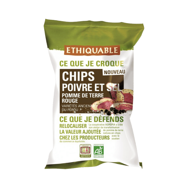 Chips de pomme de terre rouge poivre & sel bio - 40g - Ethiquable