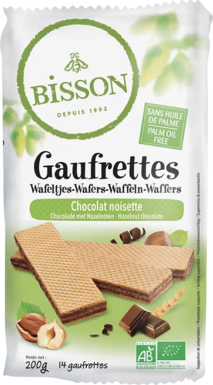 Gaufrettes chocolat et noisettes bio - 200g