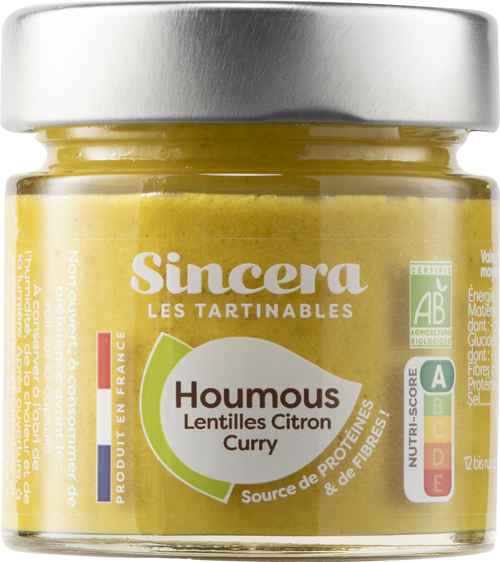 Houmous lentilles citron curry bio - 100g