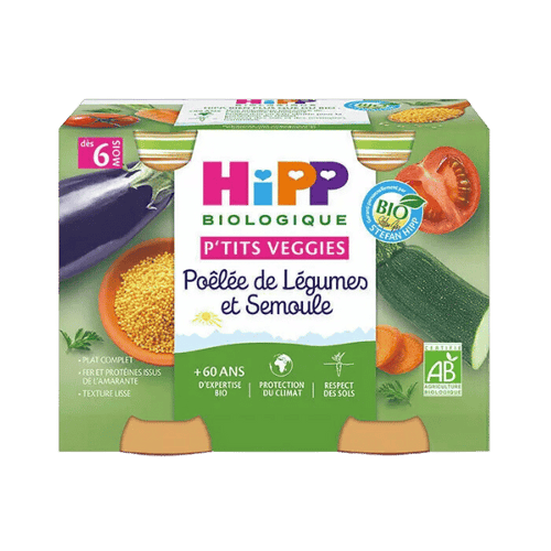 Poêlée de légumes et semoule dès 6 mois bio - 2x190g