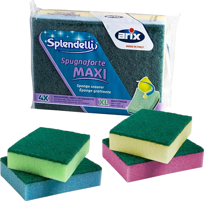 Lot de 4 éponges synthétiques abrasives colorées