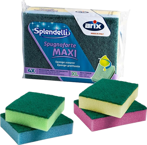 Lot de 4 éponges synthétiques abrasives colorées