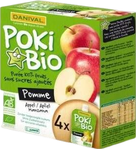 Compote de pomme en gourde Poki bio - 4x90g