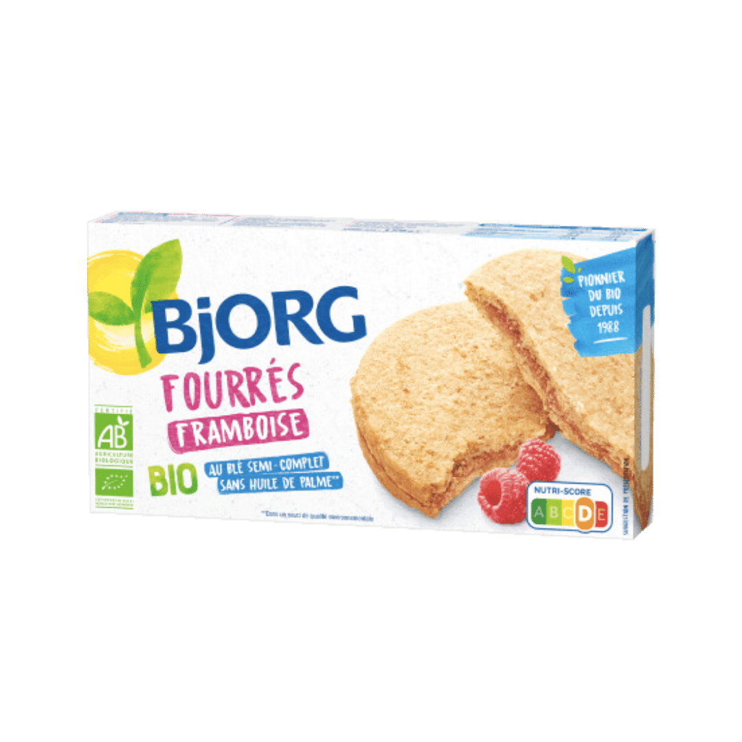 Biscuits fourrés aux framboises bio - 175g - Bjorg