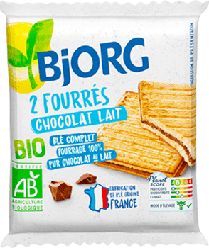 Fourrés au chocolat au lait bio (pochon de 2 biscuits) - 50g