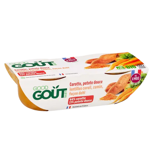 Plat aux carottes, patate douce et lentilles corail façon dahl bio - 2x190g