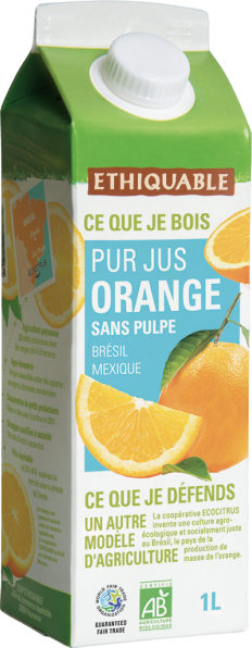 Pur jus d'orange sans pulpe bio - 1L