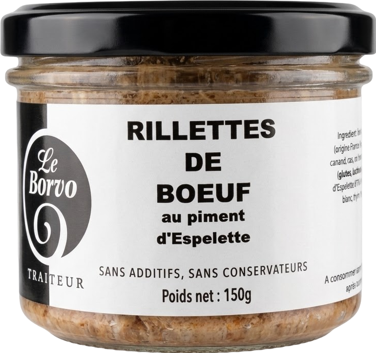 Rillettes de bœuf au piment d'Espelette - 150g