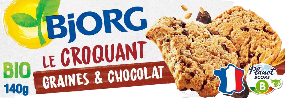 Biscuits bio croquants graines et chocolat - 140g