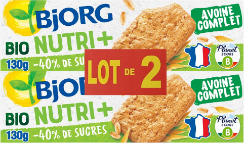 Lot de 2 biscuits avoine nature - 2x135g