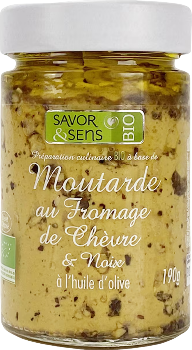 Moutarde au fromage de chèvre et noix bio - 190g