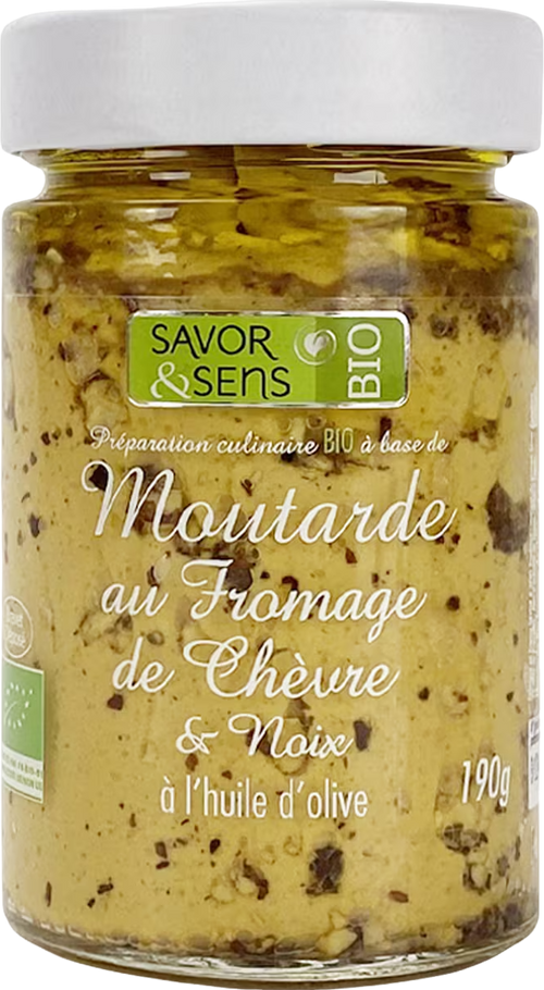 Moutarde au fromage de chèvre et noix bio - 190g