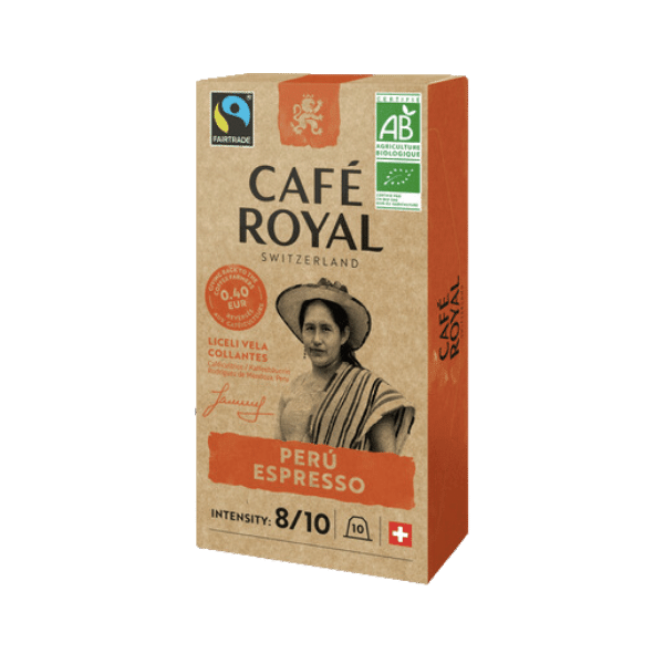 Café moulu espresso 8/10 Pérou bio - 10 capsules - Café Royal