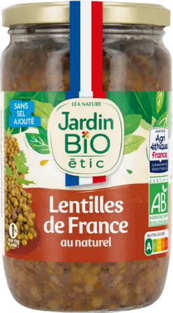 Lentilles vertes au naturel bio - 660g