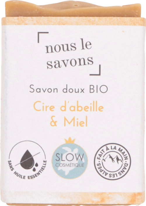 Savon doux à la cire d'abeille & miel bio - 100g