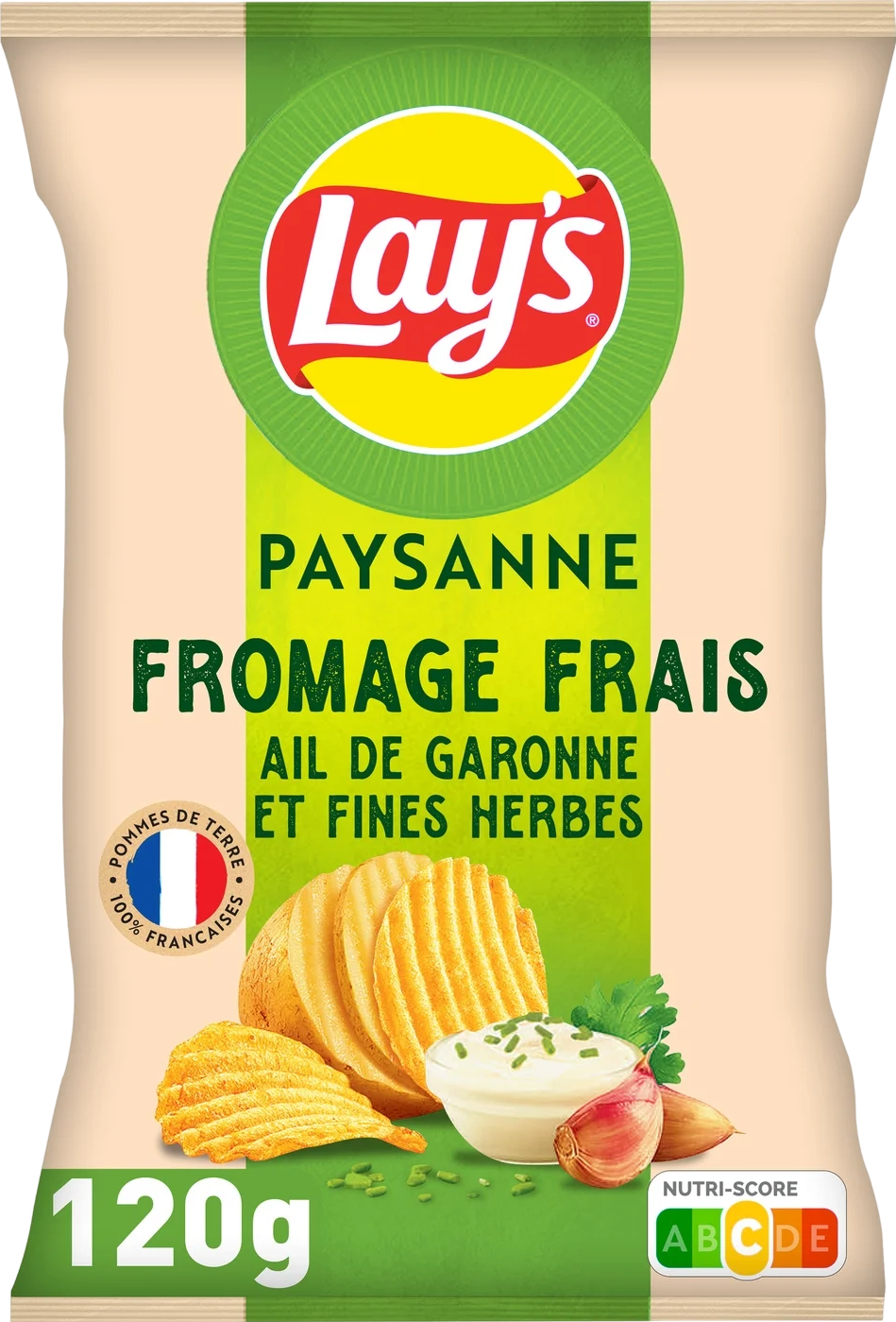 Chips recette paysanne saveur fromage frais ail de Garonne et fines herbes - 120g