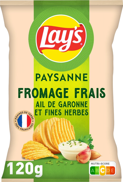 Chips recette paysanne saveur fromage frais ail de Garonne et fines herbes - 120g