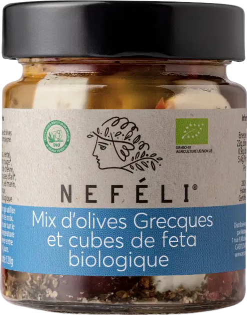 Mix d'olives grecques et cubes de feta bio - 120g