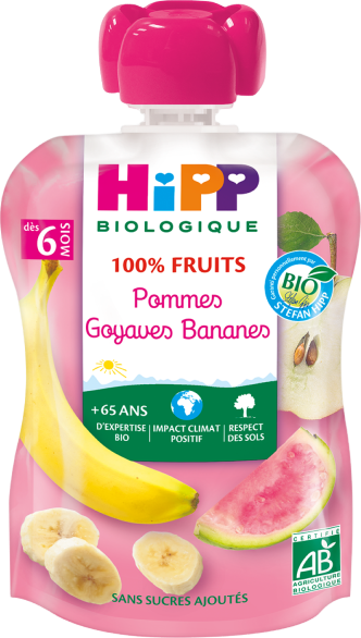 Gourde bébé pommes goyaves bananes - 90g