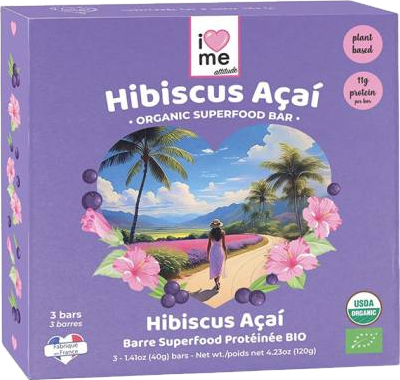 3 Barres Hibiscus Acai protéinées bio - 3x40g