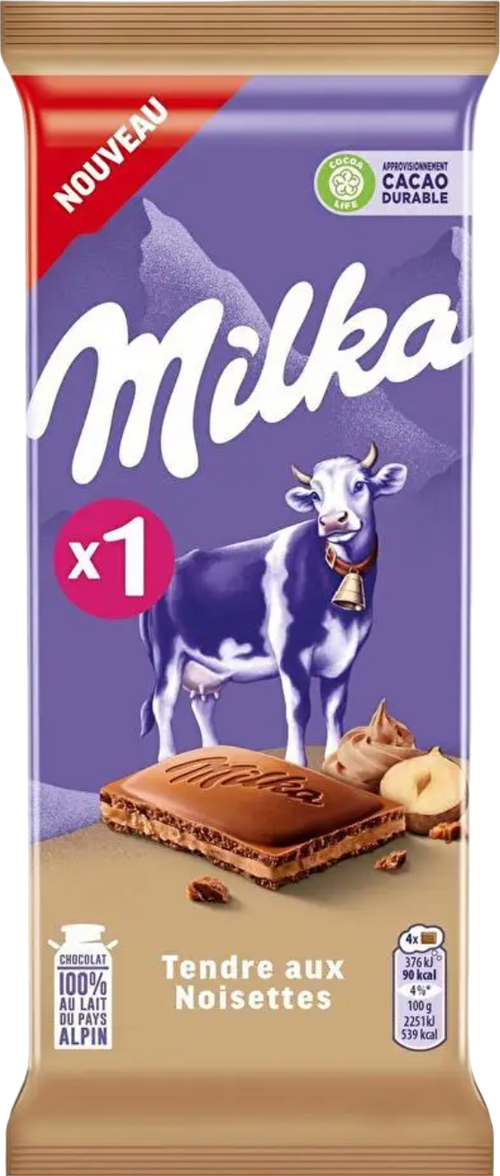 Tablette chocolat tendre aux noisettes - 85g