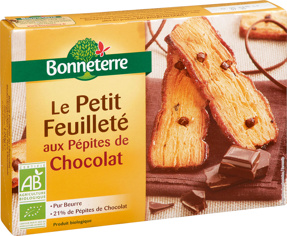 Biscuits feuilletés aux pépites de chocolat bio - 120g