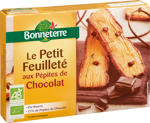Biscuits feuilletés aux pépites de chocolat bio - 120g