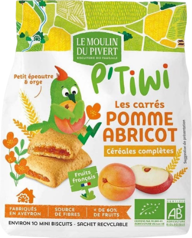 Carrés fourrés pomme & abricot - 120g