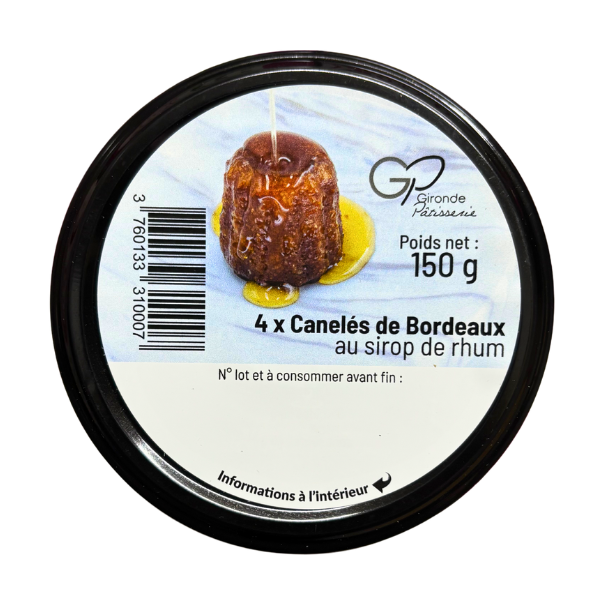 Verrine de 4 canelés au sirop de rhum - 150g - Gironde Pâtisserie
