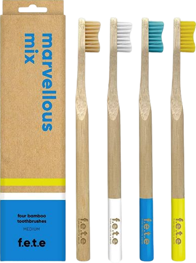 Boite de 4 brosses à dents en bambou