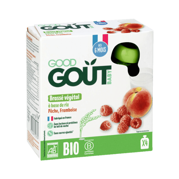 Brassé végétal riz pêche framboise bio - 4x85g