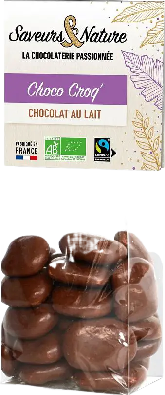 Sachet de chocolats soufflés enrobés de chocolat au lait bio - 150g