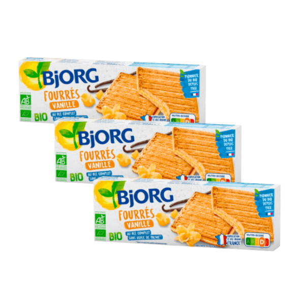 Lot de 3 biscuits fourrés vanille bio - 3x225g