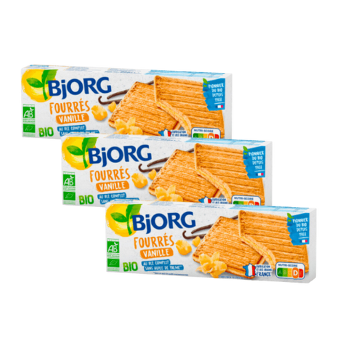 Lot de 3 biscuits fourrés vanille bio - 3x225g