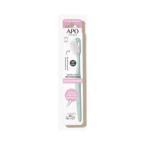 Apo - Brosse à dent à 2 têtes extra - souples interchangeables adulte bio - 1 unité