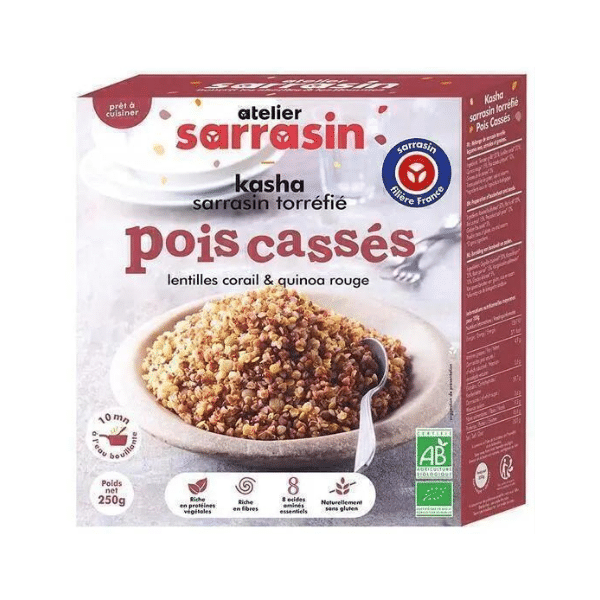 Atelier Sarrasin - Kasha de pois cassés lentilles corail et quinoa rouge BIO - 250g