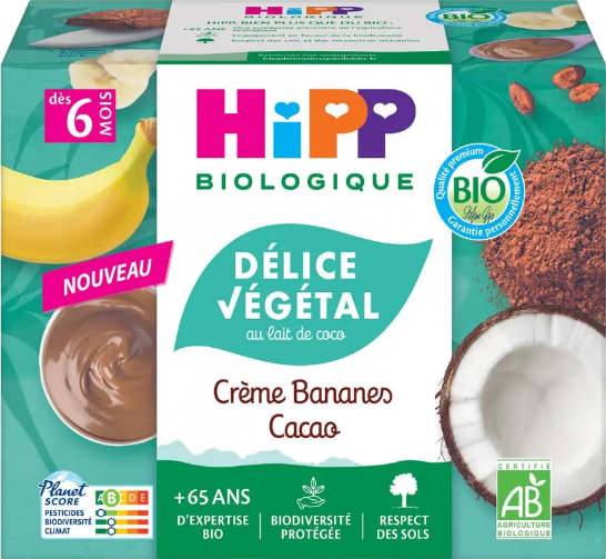 Crème végétal banane cacao - 4x100g