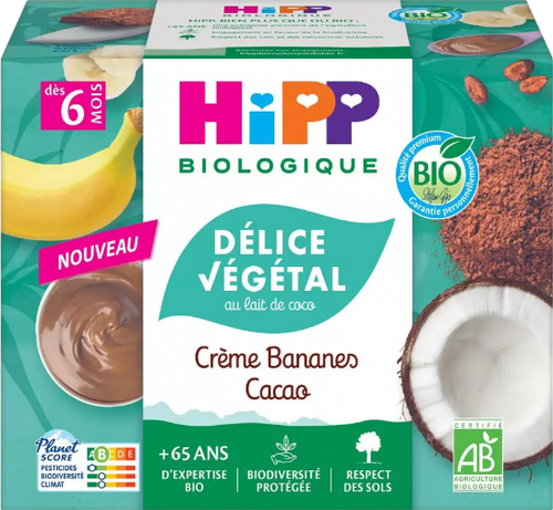 Crème végétal banane cacao - 4x100g
