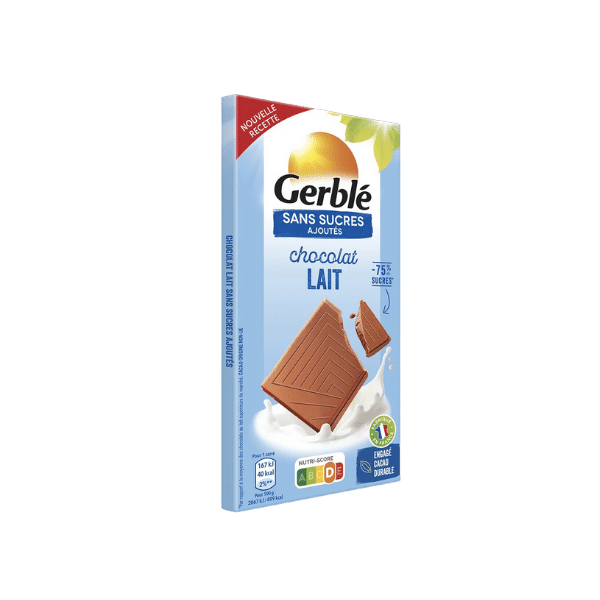 Chocolat au lait sans sucres ajoutés - 80g - Gerblé