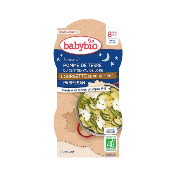 Babybio - Bols bonne nuit pomme de terre, courgette, parmesan - 2x200g