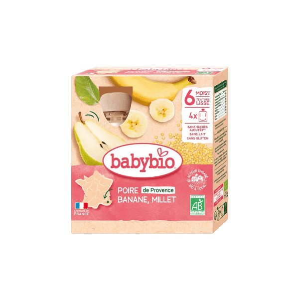 Babybio - Gourdes poire banane millet bio - 4x90g